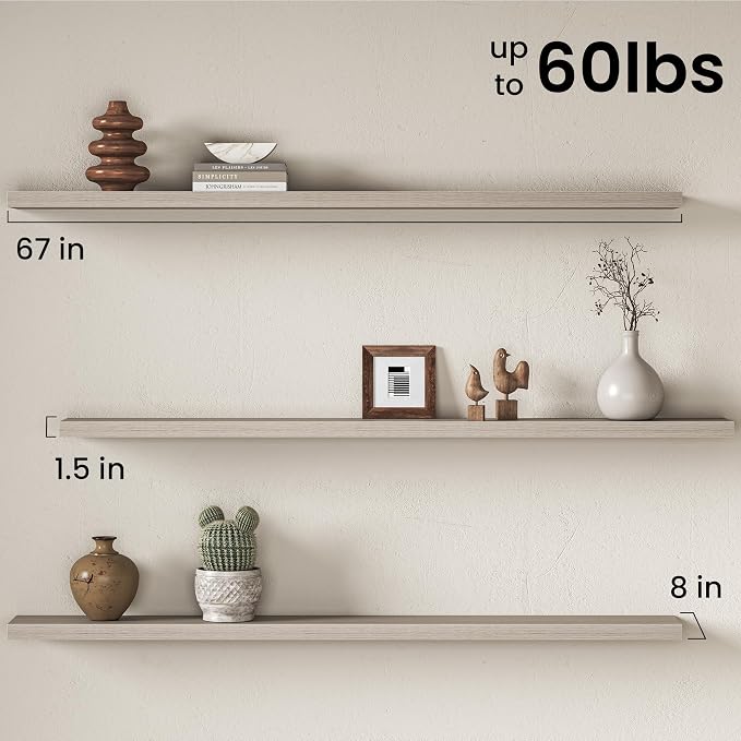 Fun Memories 67Inch Long Floating Shelves, 8 Inch Deep Shelves - Image 3
