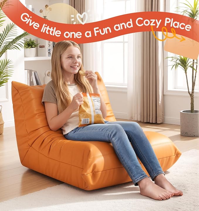 Hobestluk Small Bean Bag Chair Waterproof Leather Beanbag Lazy Floor Sofa Bean - Image 9