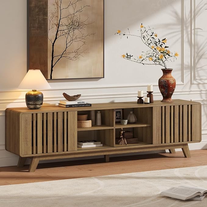ONBRILL 70-Inch TV Stand for TVs up to 80 Inch, Mid-Century Modern Television - Image 8