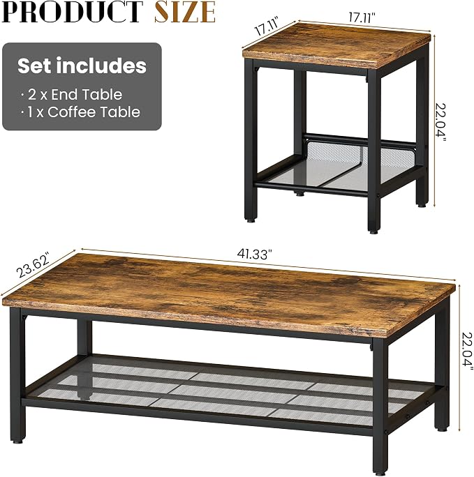 AWQM Coffee Table Industrial Coffee Table - Image 3