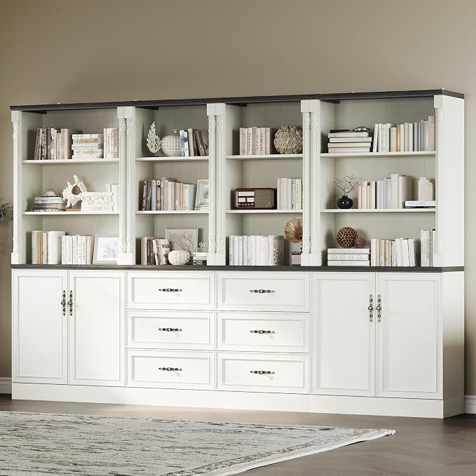 Bookshelf with Doors, Floor Standing Display Storage Cabinet - Image 9