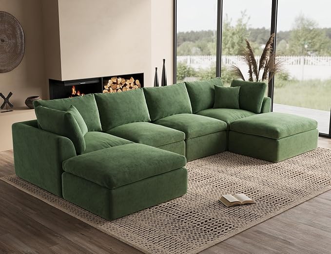ohllob 140" U Shaped Couch, Cloud Sectional Couches by Ohllob