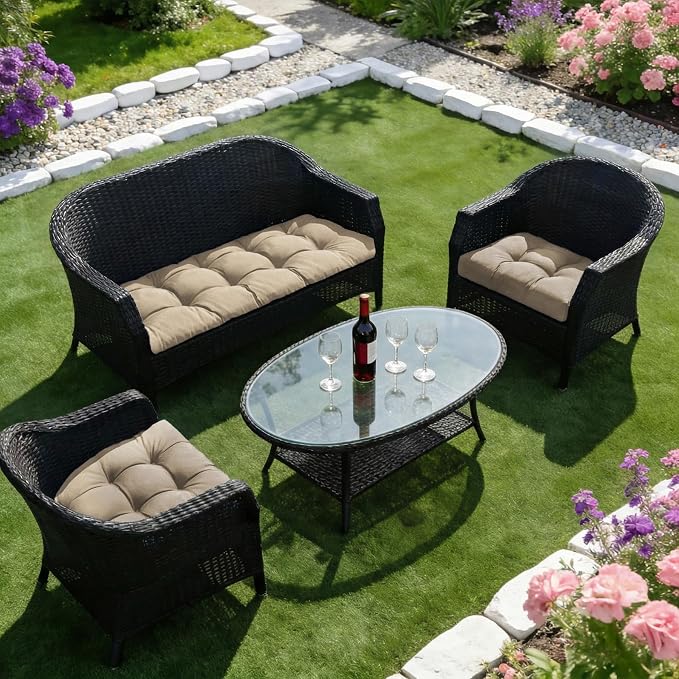 Wicker Chair Cushions of 3 Pieces, Waterproof Cushions - Image 6