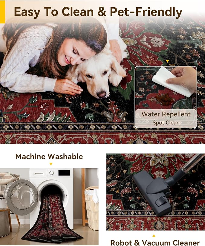 RELEANY Area Rugs 2'x8' Runner Rug Non Slip Washable - Image 4