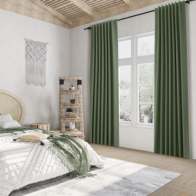 Guken Olive Green 100% Blackout Curtains 90 Inch Length 2 Panels Set - Image 7