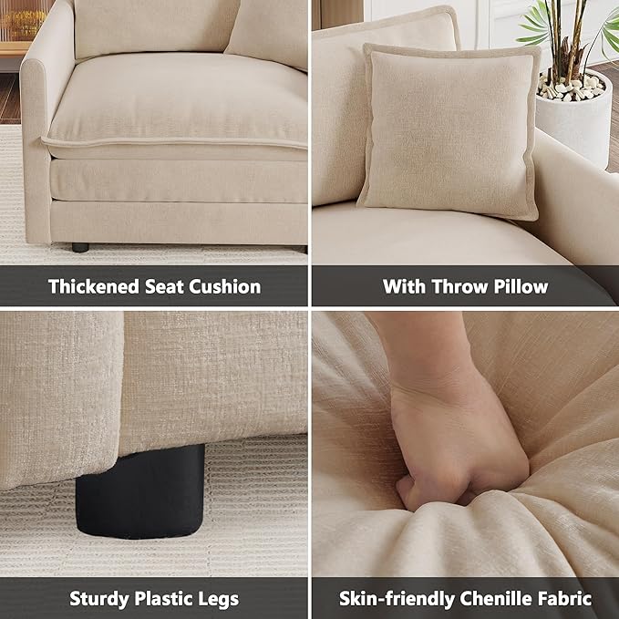 mikibama Luxury Oversized 3 Piece Sofa Set, 2 Pieces of 2 Seater and 1 Piece of - Image 5