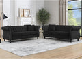 80" 2 Piece 3-Seater Velvet Chesterfield Sofa by Unknown