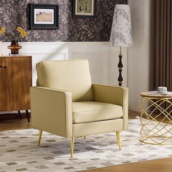 VINGLI Modern PU Leather Accent Chairs Set of 2, Single Sofa Chair - Image 8