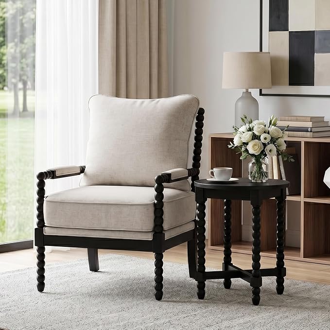 DUHOME Linen Fabric Spindle Accent Chair by DuhomeElegantLifestyle
