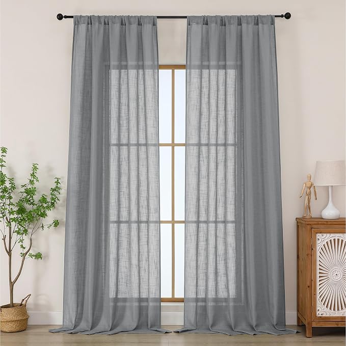 Chyhomenyc Extra Long Charcoal Grey Semi Sheer Curtains 108 Inches Long 2 by Chyhomenyc