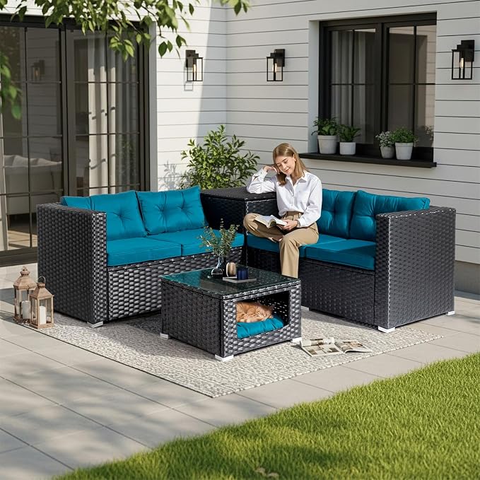 VINGLI 4 Pieces Outdoor Sectional Wicker Patio Furniture - Image 2
