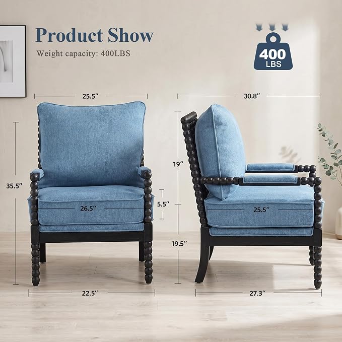 DUHOME Linen Fabric Spindle Accent Chair - Image 2