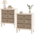 HOMPUS White 3 Drawer Dresser Set 2, Bedside Table Set of 2 by HOMPUS