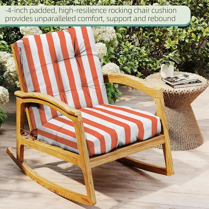 Outdoor Chair Cushions Set of 2, High Back Soft Seat Pad, Indoor Outside Use - Image 3