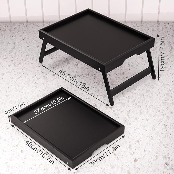 Fibogollo 4 Pack Bamboo Bed Tray Table - Image 2