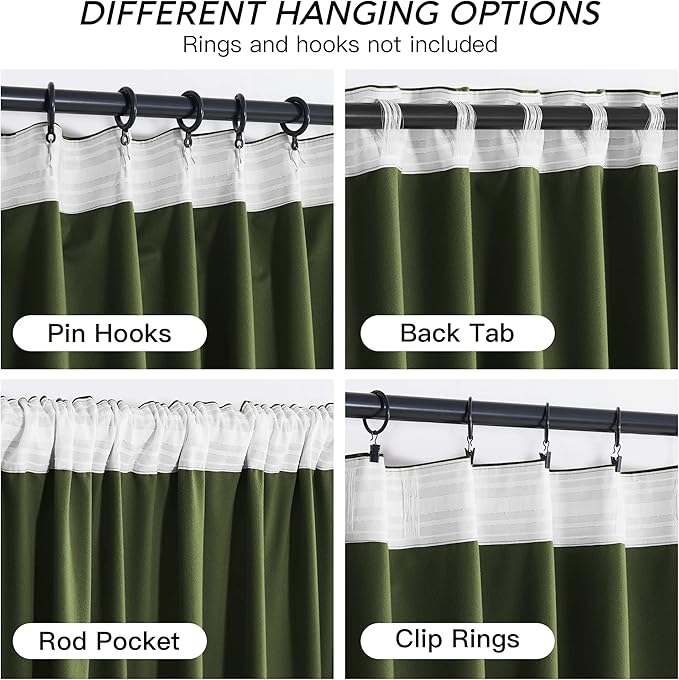 RYB HOME Green Velvet Curtains 102 inches - Image 4