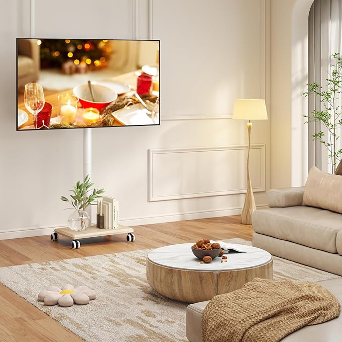 Rfiver Rolling TV Stand for 32 to 55 60 Inch TVs up to 88lbs, Height Adjustable - Image 2