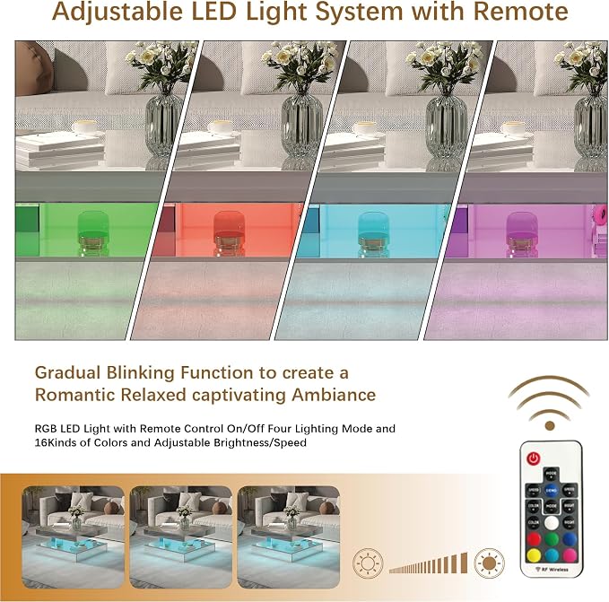 HedoAjim LED Coffee Table with Lights - Image 4