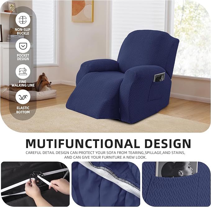 Genina Recliner Chair Covers, Stretch Reclining Chair Cover, Recliner Sofa - Image 4