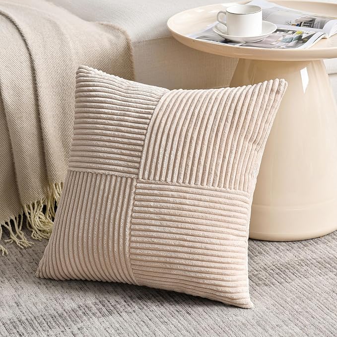 Fancy Homi 2 Packs Tan Decorative Throw Pillow Covers 20x20 Inch - Image 2