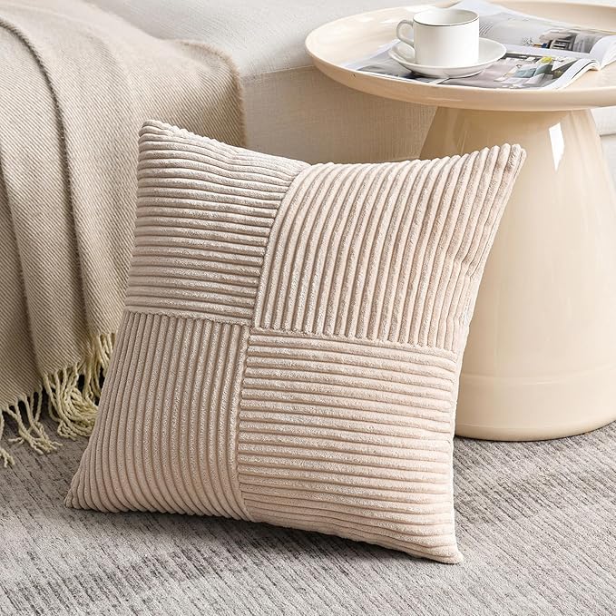 Fancy Homi 2 Packs Tan Decorative Throw Pillow Covers 16x16 Inch - Image 2
