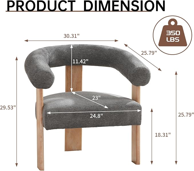 VKNOW Accent Chair Living Room Chairs Set of 2, Modern Upholstered Arm Chair - Image 2
