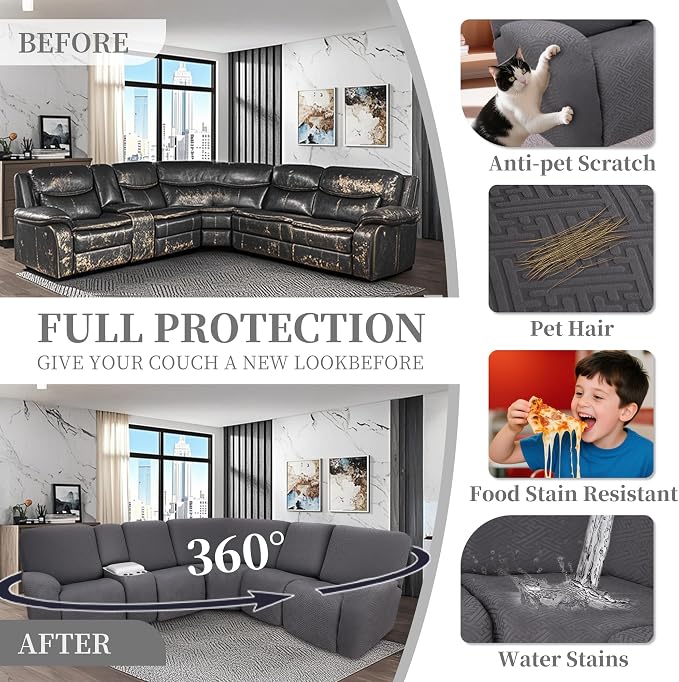 100% Waterproof Sectional Recliner Couch Covers - Image 6