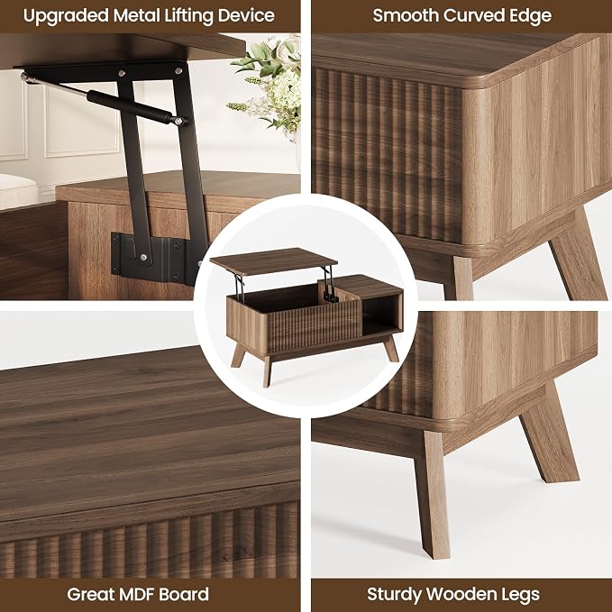 Wood Lift Top Coffee Table - Image 3