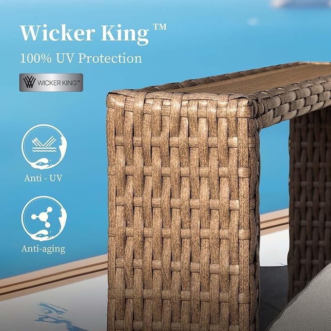 SUNSHINE VALLEY 4 Pieces Patio Furniture Set, Outdoor Rattan Wicker Chairs and - Image 7