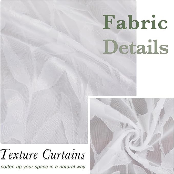 Lecloud Leia 2 PCS White Valance Sheer Curtains Tiers 24 Inch Long, Clip - Image 8
