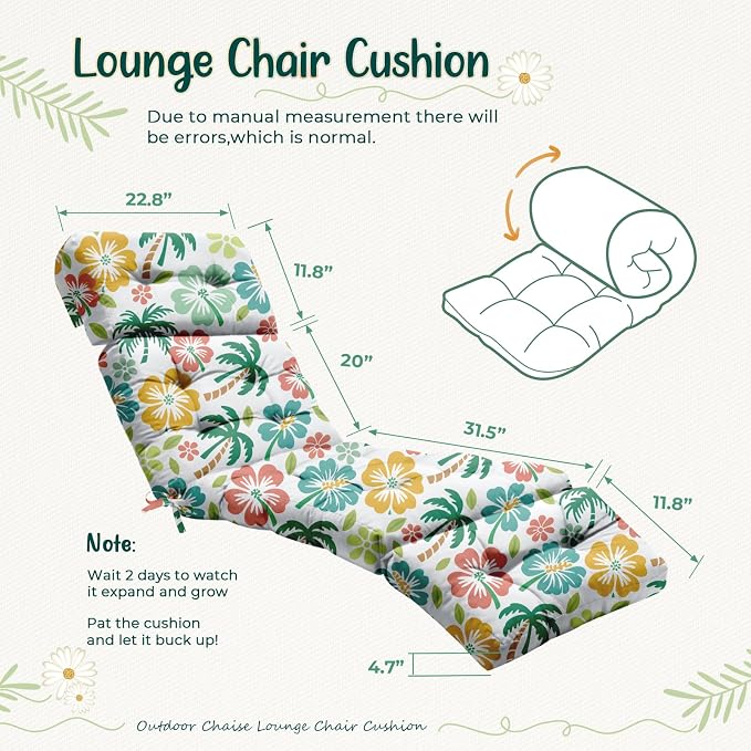 2 Pack Outdoor Chaise Lounge Chair Cushion 75.1 x 22.8 x 4.7 Inches 100% - Image 3