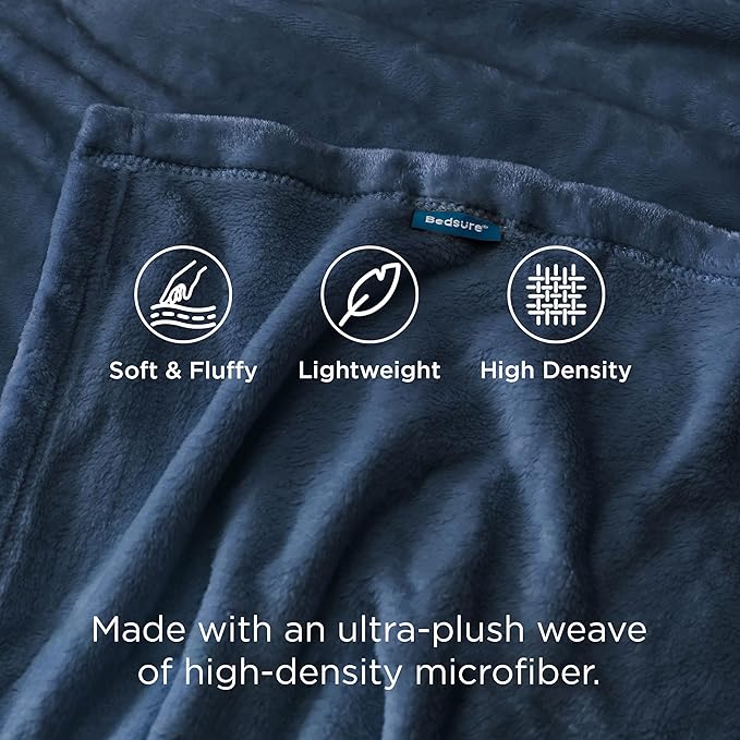 Bedsure GentleSoft Fleece Blankets King Size Mineral Blue - Image 3