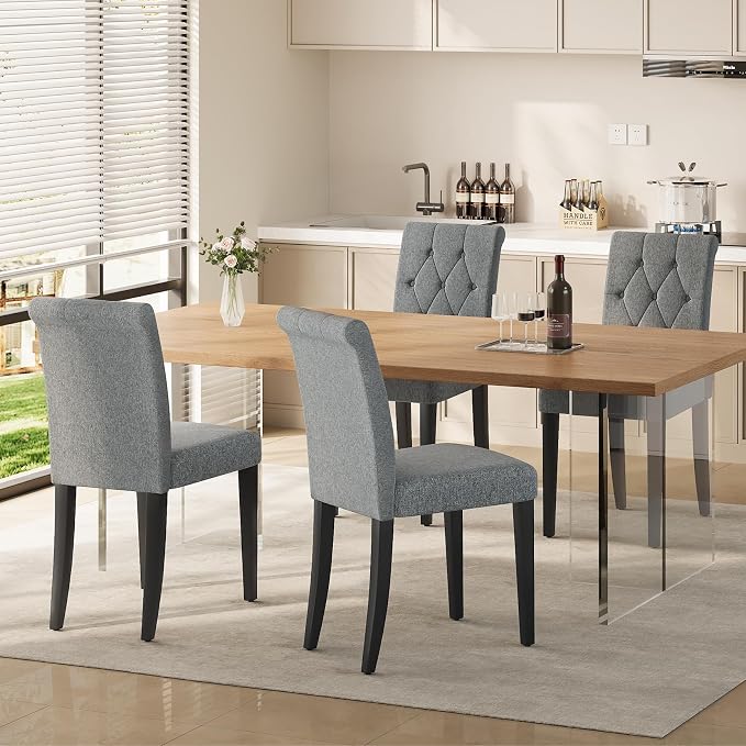 Welzona Upholstered Dining Chairs Set of 6, Button Tufted Parsons Dining Chair - Image 2