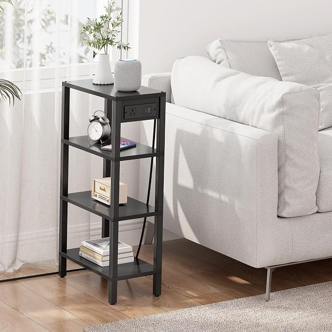 TUTOTAK Narrow Side Table with Charging Station, Small End Table with USB Ports - Image 4
