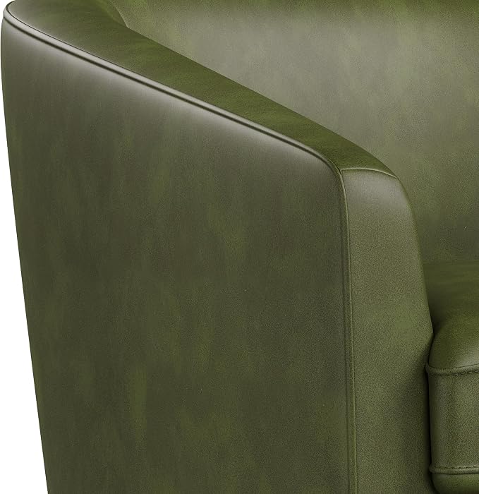 Swivel Barrel Accent Chair, Round Faux Leather Living Room Arm Chairs, Modern - Image 9