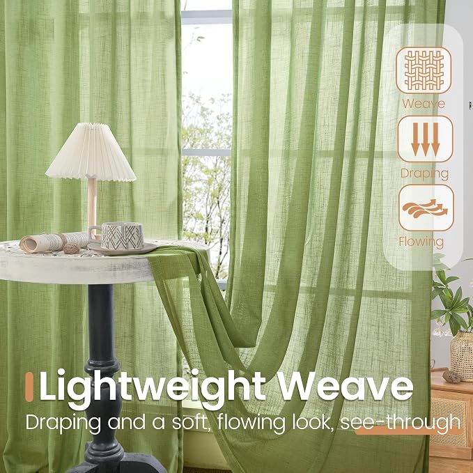 BGment Short Linen Semi Sheer Curtains 40 Inch Length - Image 5