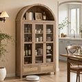 TYBOATLE 75'' Arched Cabinet Classic Farmhouse Design w/Three Glass Doors by TYBOATLE
