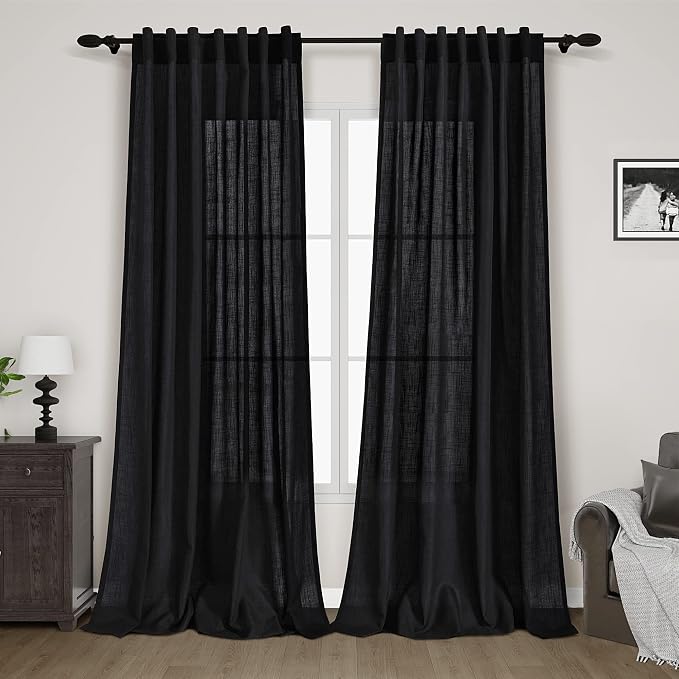 Nanspring Long Black Curtain 100 inches Long 2 Panels Set by Nanspring