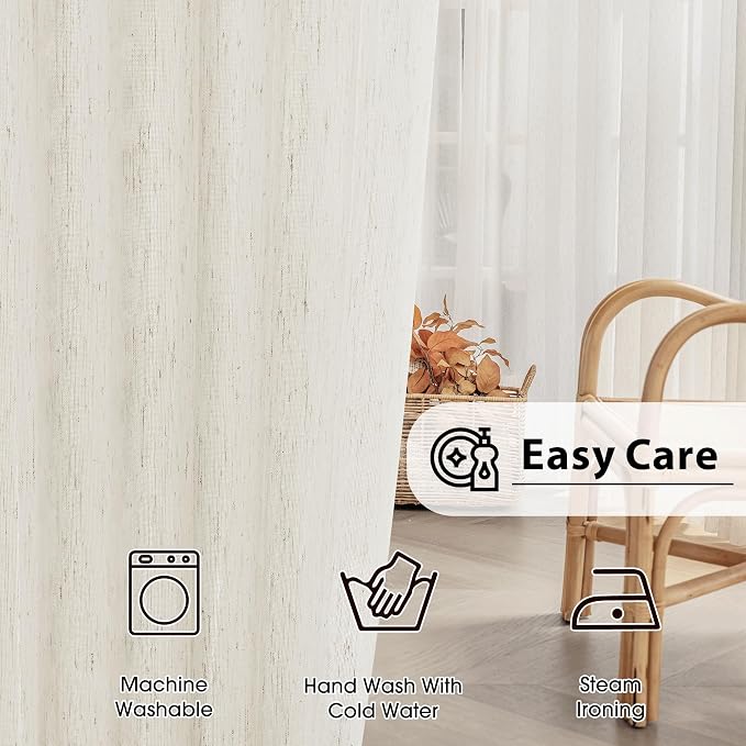 FMFUNCTEX Linen Sheer Sliding Door Curtains - Image 9