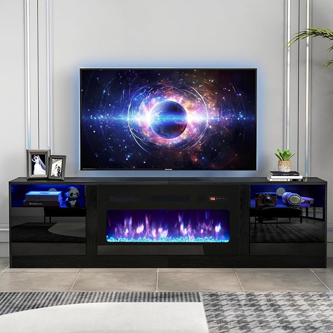 oneinmil 80” TV Stand with 36” Electric Fireplace, Large Modern Media by oneinmil