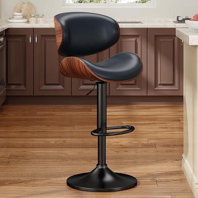 YaFiti Swivel Bar Stools, Adjustable Bentwood Barstools, Modern PU Leather by YaFiti