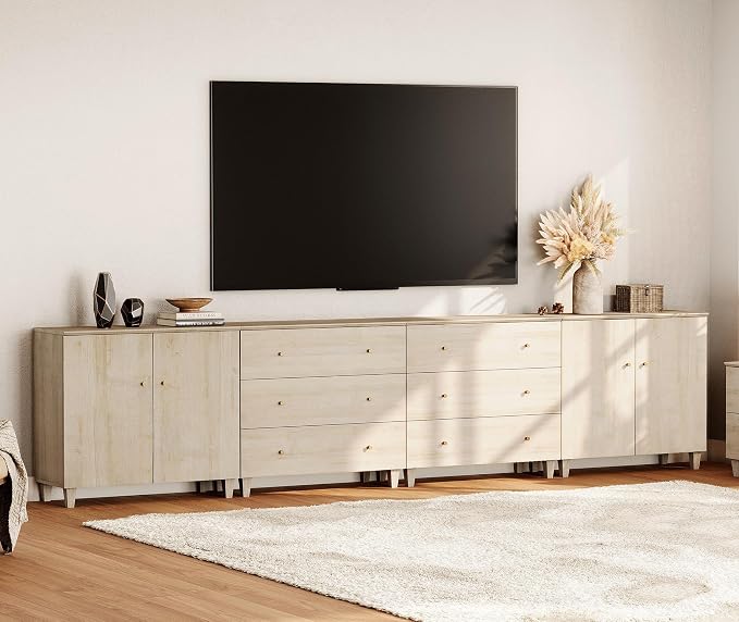 WAMPAT TV Stand Cabinets for 120+ Inches TVs, 4-in-1 Wood Media Console Table by WAMPAT