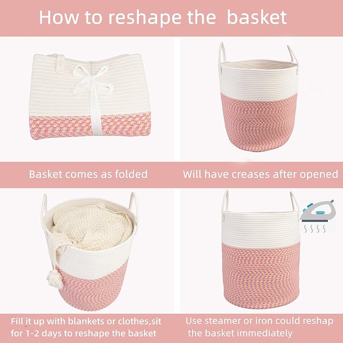 XUANGUO Cotton Rope Laundry Basket Hamper - Image 6