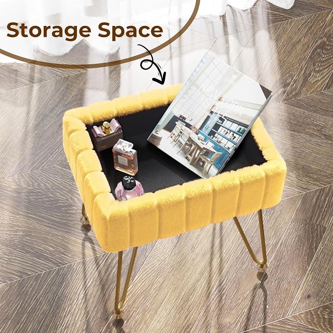 Greenstell Vanity Stool Chair Faux Fur - Image 6