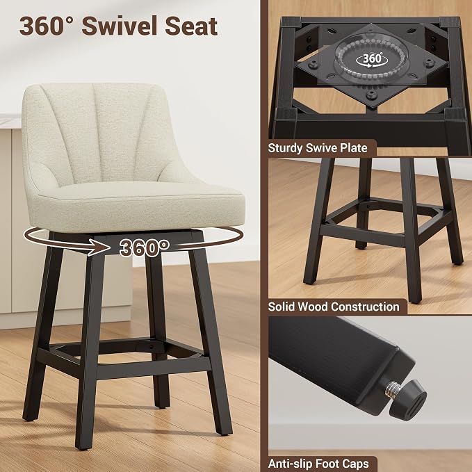 YaFiti Swivel Bar Stool 1 Pcs, 26 Inch Counter Height Bar Stools - Image 4