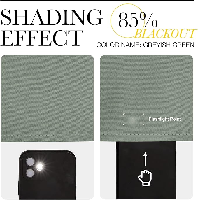 NICETOWN Greyish Green Blackout Curtains 86" Long - Image 5