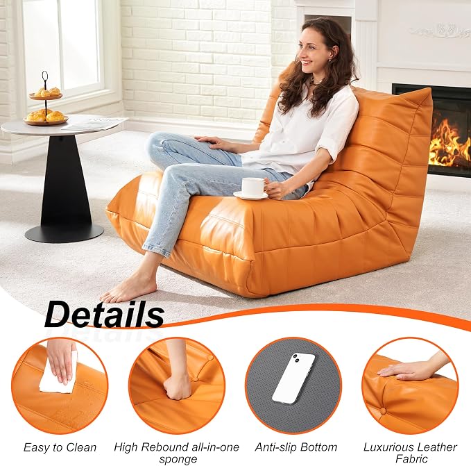 Hobestluk Giant Bean Bag Chair Lazy Floor Sofa, Memory Foam Fireside Sofa - Image 6