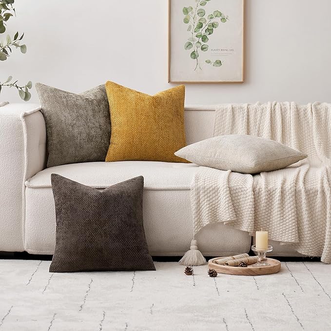 MIULEE Pack of 2 Couch Throw Pillow Covers 20x20 Inch Neutral Gold Modern Boho - Image 2