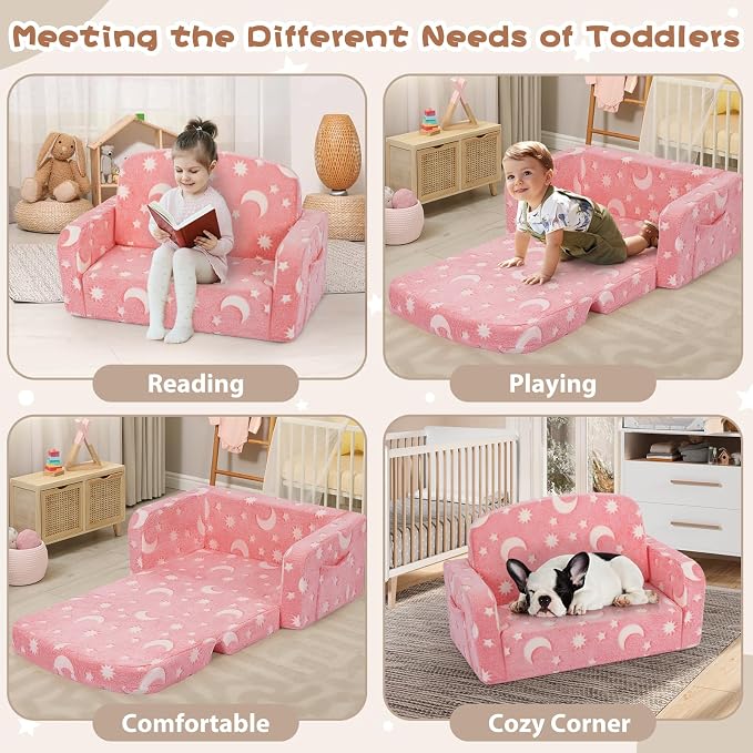 Foryoomi Extra Wide Kids Couch, Kids Sofa, Toddler Sofa, Glow in The Dark - Image 6