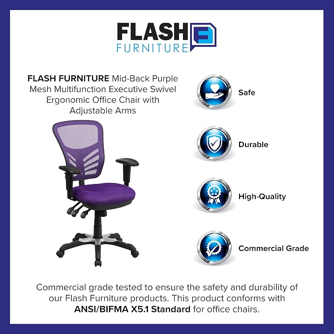 Flash Furniture Nicholas Mid-Back Swivel Office and Gaming Chair, Ergonomic - Image 11